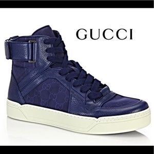 Gucci Logo GG Supreme Plus Nylon High Top Sneakers